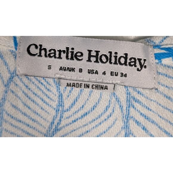 Charlie Holiday Beach Swim Cover Up Hooded Resort Vacation White Blue US Size 4 - Picture 7 of 8